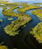 	 草原湿地河流俯瞰全景2198#横屏 