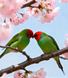 樱花树枝上亲昵的小鸟1519#横屏 