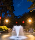 夜晚山林间喷泉景观82#横屏 