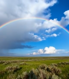 草原上空双彩虹自然景观9441#横屏 