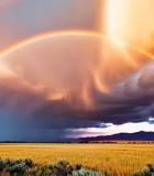 草原上空彩虹自然风光3899#横屏 