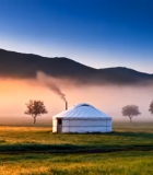 草原上的蒙古包日出景象6305#横屏 