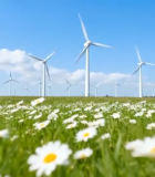 草原上的风力发电机素材(2)6175#横屏 