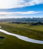 草原河流雪山自然风光2232#横屏 