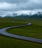 草原公路雪山自然风光素材4872#横屏 