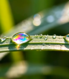 草叶上晶莹的水珠特写5596#横屏 