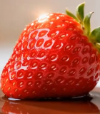 草莓置于巧克力酱上特写10972#横屏 