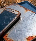 草地上的旧手机与旧平板2798#横屏 