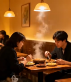 餐厅内男女用餐场景14774#横屏 