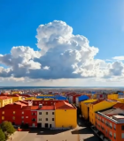 彩色建筑城市全景俯瞰2943#横屏 