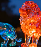 彩色发光水晶狮子摆件8708#横屏 