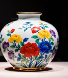 彩色花卉图案瓷器特写7687#横屏 