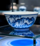 博物馆内展示青花瓷碗1183#横屏 