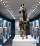 博物馆内青铜马文物展示10745#横屏 