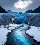 冰川间的溪流景观7593#横屏 