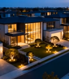 别墅群黄昏灯光景观9242#横屏 