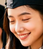 毕业生女孩戴学士帽微笑11233#横屏 