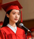 毕业生身着学士服发言场景14851#横屏 