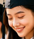	 毕业生女孩戴学士帽微笑11233#横屏 