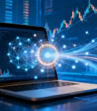 笔记本电脑前的金融数据画面11014#横屏 