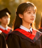 	 毕业生穿着学士服站立画面553#横屏 