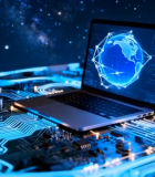 笔记本电脑置于电路板上14901#横屏 