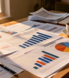 办公桌上的图表与文件7216#横屏 