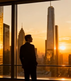 办公室商人眺望城市高楼12613#横屏 