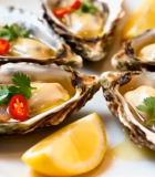 	 摆盘精致的生蚝美食素材7328#横屏 