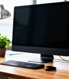 办公室内电脑办公桌面场景9463#横屏 