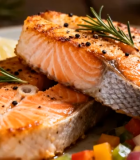 摆盘精致的香煎三文鱼14758#横屏 