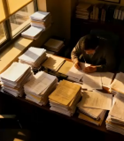 办公室男人处理大量文件素材12116#横屏 