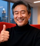 办公室里的男士竖大拇指6843#横屏 