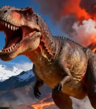 霸王龙于火山雪山场景特写14749#横屏 