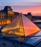 	 巴黎卢浮宫金字塔日落景观4832#横屏 