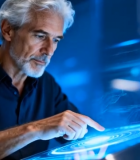 白发男子操作科技设备12961#横屏 