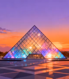 巴黎卢浮宫玻璃金字塔全景14937#横屏 