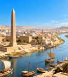 埃及尼罗河沿岸景观古迹15103#横屏 