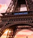 巴黎埃菲尔铁塔日落景象9133#横屏 