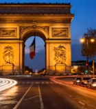 巴黎凯旋门黄昏车流景象1168#横屏 