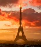 巴黎埃菲尔铁塔日落景观1282#横屏 