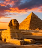埃及金字塔与狮身人面像全景8851#横屏 