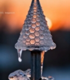  锥形冰雕日出特写5689#竖屏 	 