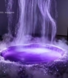  紫色粒子光效瀑布场景素材1488#竖屏 	 