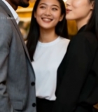  中外人士微笑合影5441#竖屏 	 