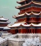  中式古建筑雪景全景868#竖屏 	 