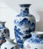  中式青花瓷花瓶特写素材7507#竖屏 	 