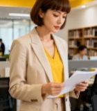  职场青年女性手持文件4931#竖屏 	 