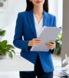  职业装女性手持文件夹站立2274#竖屏 	 