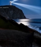  月夜海边灯塔全景3055#竖屏 	 
